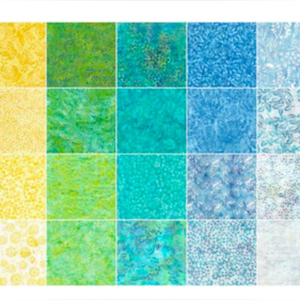 Tranquil cotton batik layer cake 10” squares by Kathy Engle for Island Batik - Picture 3 of 3